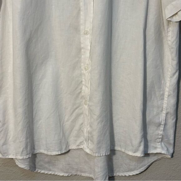 Saks Fifth Avenue White Linen Classic Fit Short Sleeve Men XL Button Down Shirt. - Picture 5 of 11